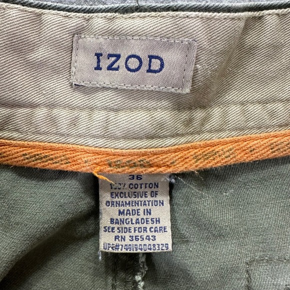 IZOD Cargo Shorts Men's 36 Olive Green Outdoor Utility Pockets Casual Canvas - Picture 2 of 8
